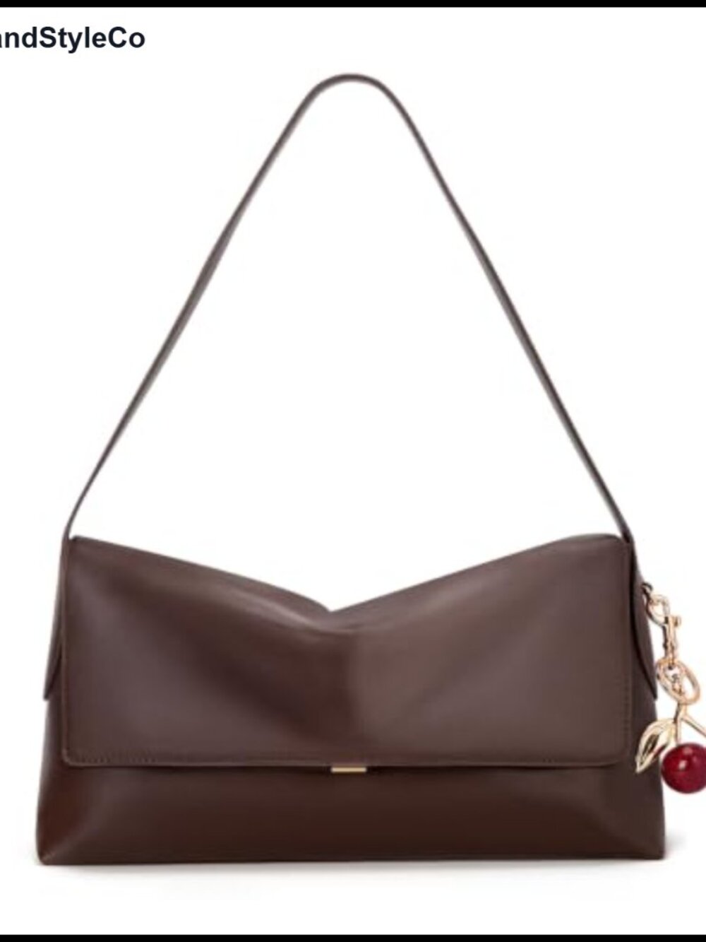 Large Hobo Shoulder Bag Faux Leather Women's Handbag with Detachable Cherry